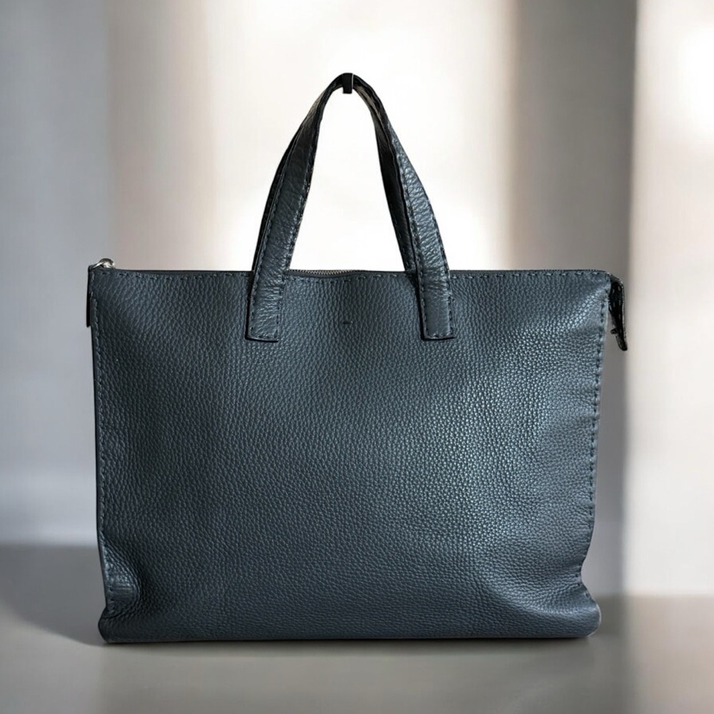 Authentic Fendi Dark Grey Leather Tote Bag! COA Included!